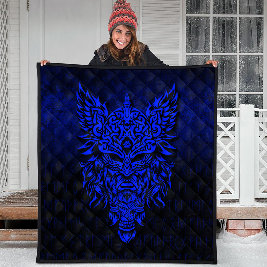Ligerking Quilt - Odin The Allfather Asgard God And Chief Of Aesir - Blue Version Quilt A7