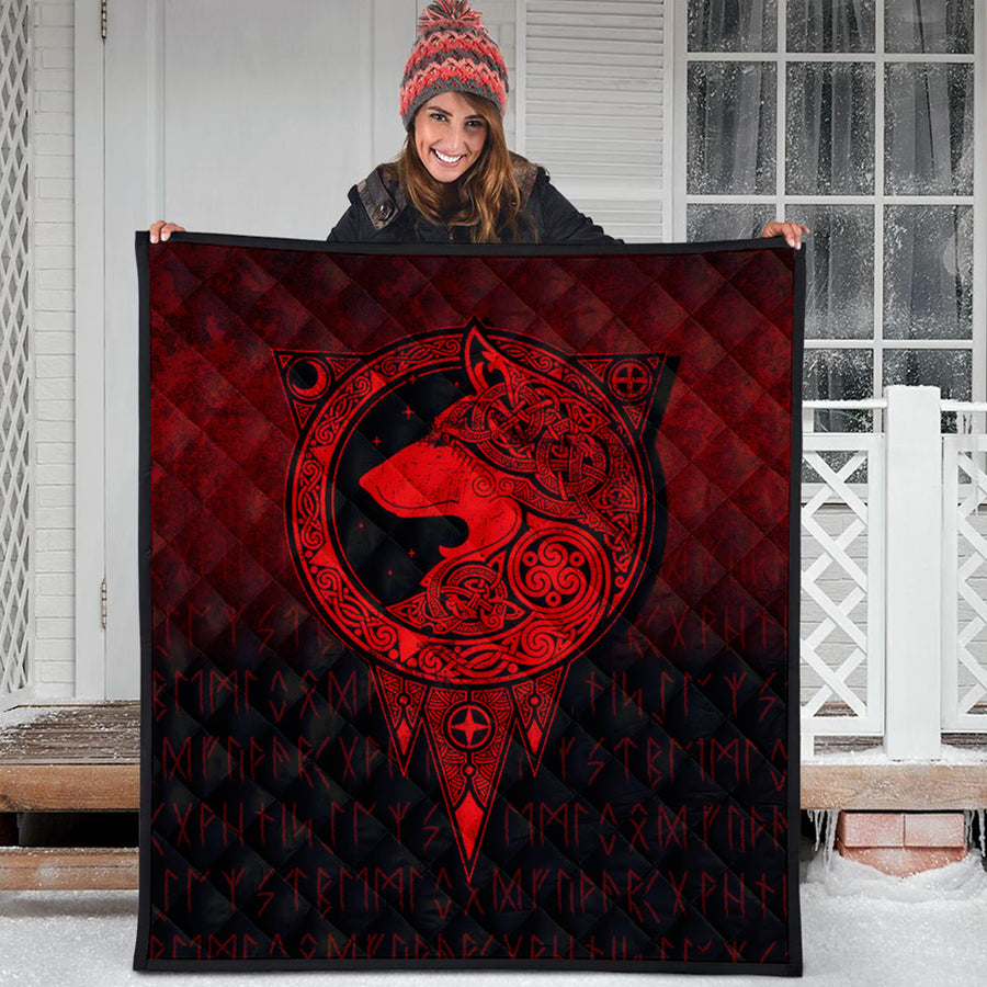 Ligerking Quilt - Viking Norse Wolf - Red Version Quilt A7