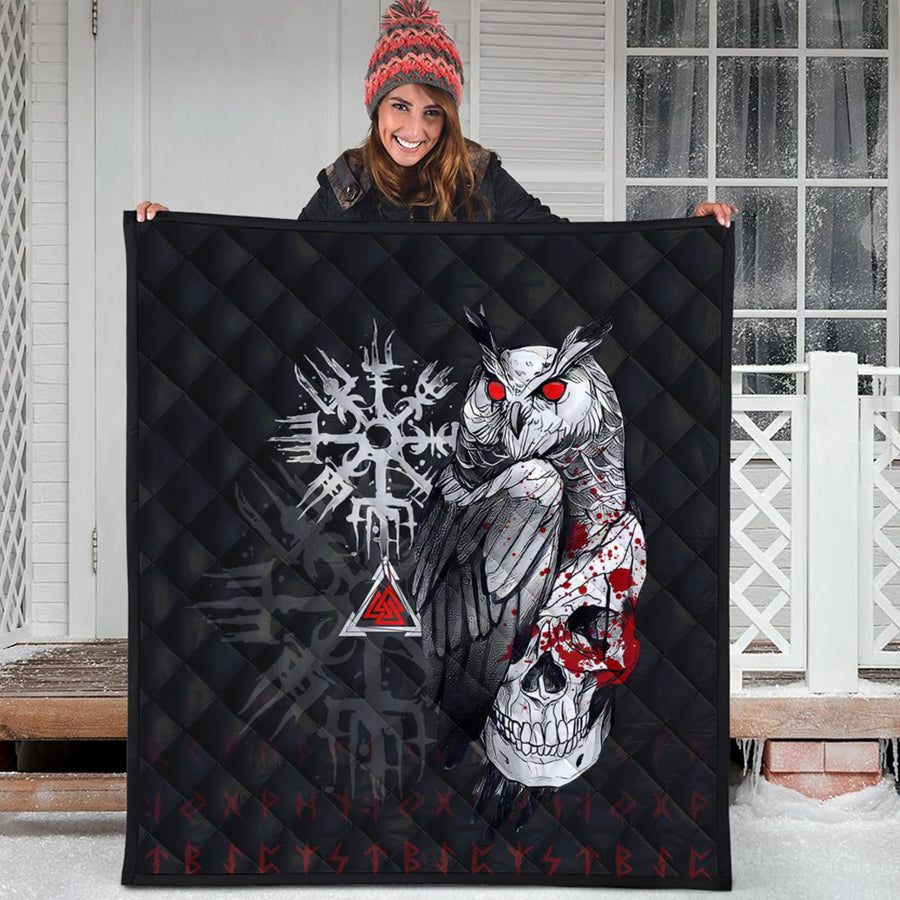 Ligerking Quilt - Viking Owl Skull Blood Style Quilt A94