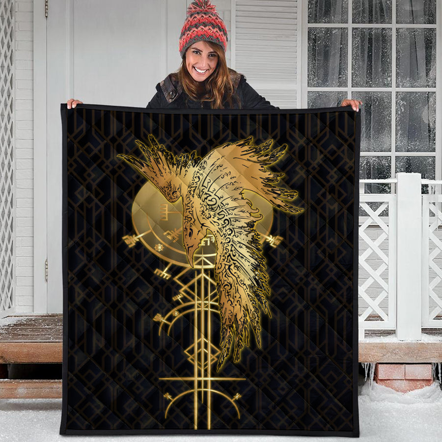 Ligerking Quilt -Viking Raven Gold Quilt A95