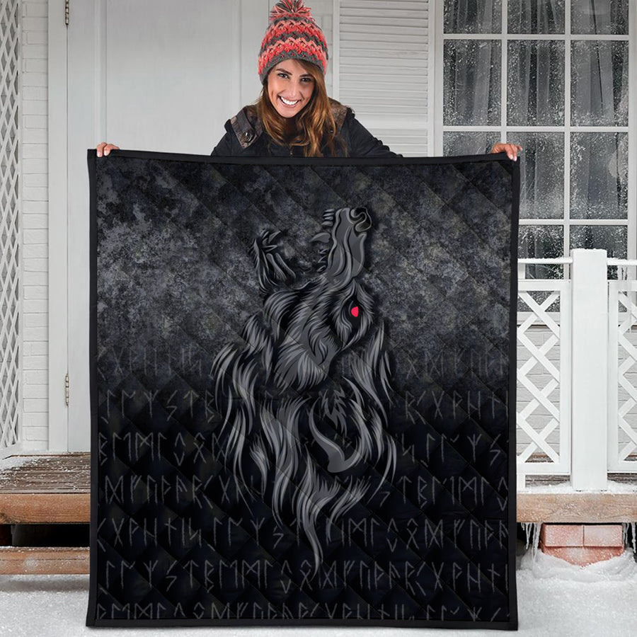 Ligerking Quilt -Viking Fenrir Wolf Howls To The Gods Quilt A7