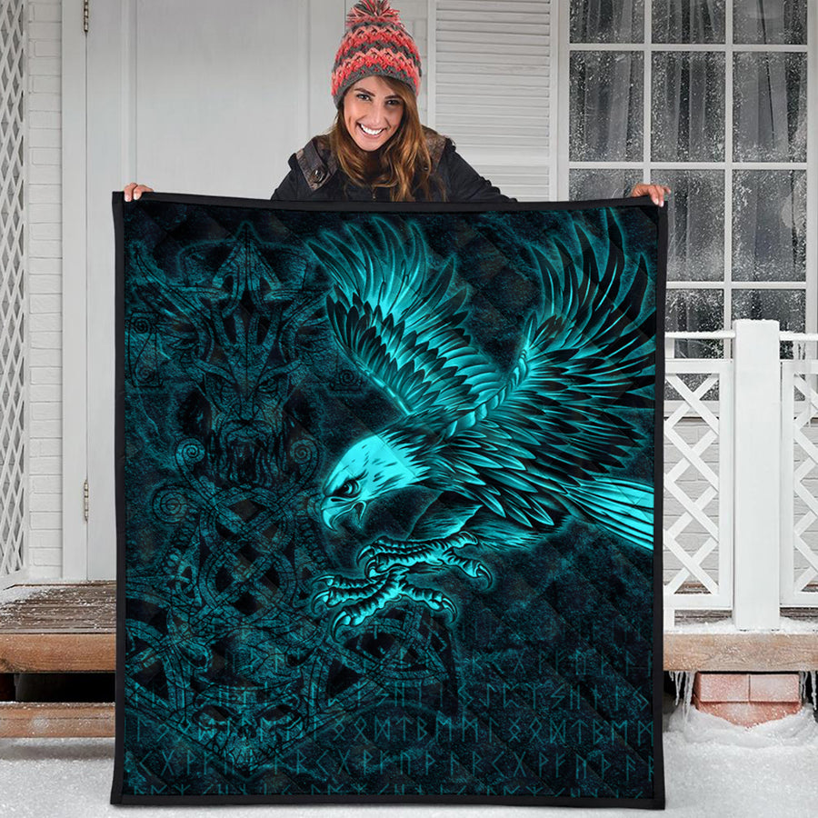 Ligerking Quilt - Raven Mjolnir Turquoise Quilt A95