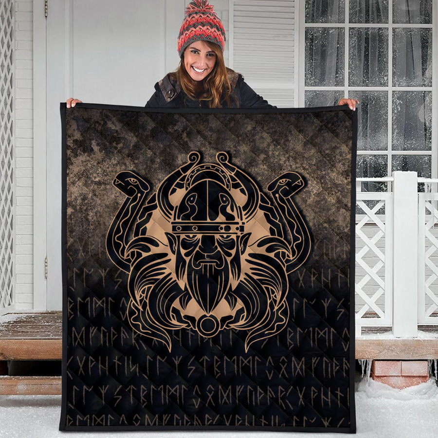 Ligerking Quilt - Nordic Warrior Valhalla Norse - Gold Version Quilt A7