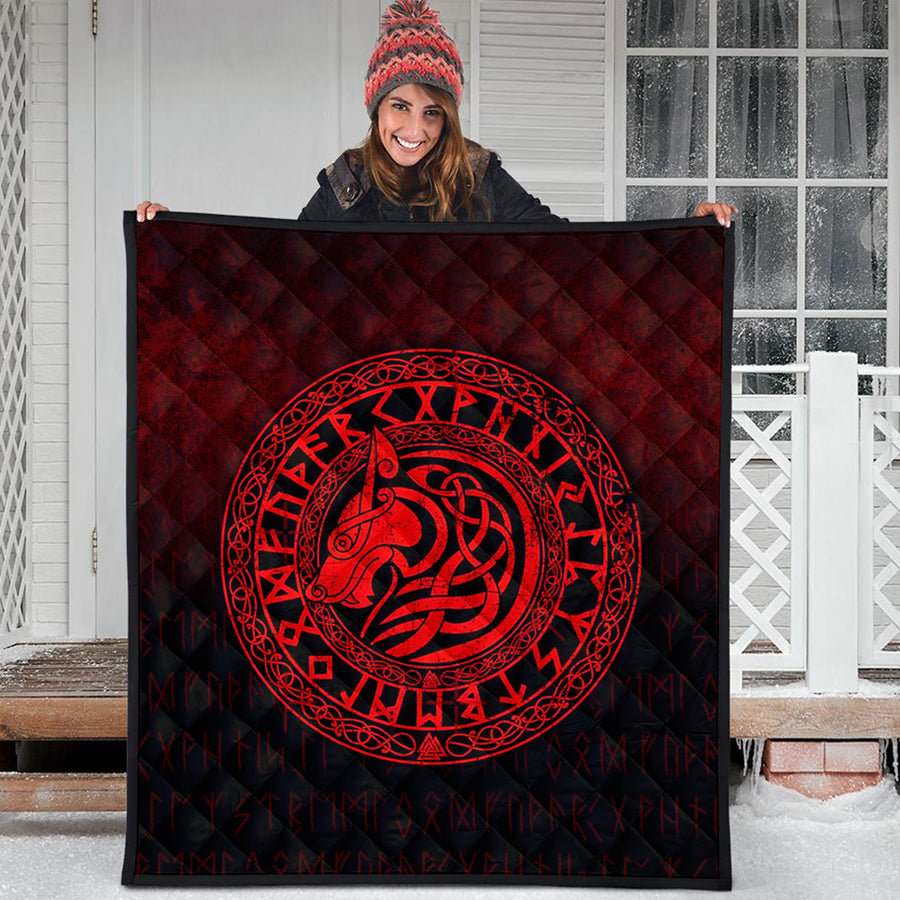 Ligerking Quilt - Viking Wolf - Red Version Quilt A7