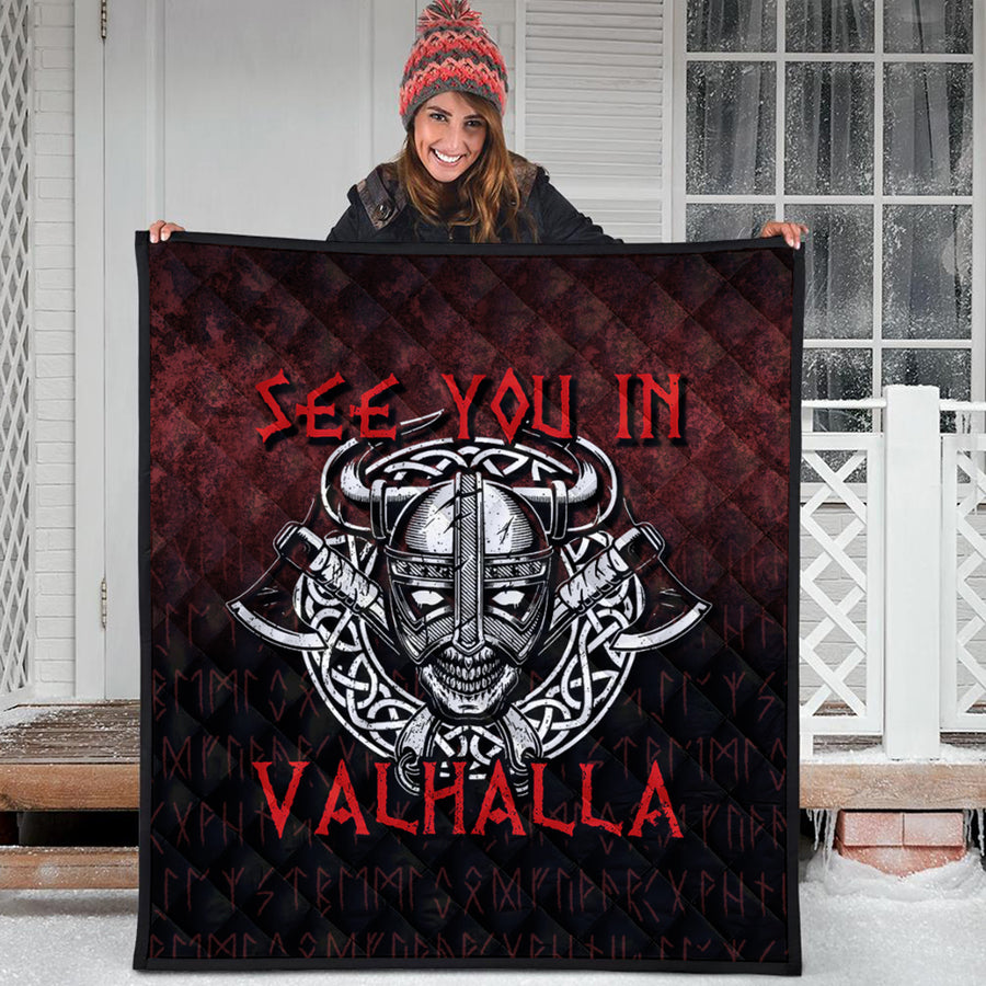 Ligerking Quilt -Viking Axe Norse Warrior See You In Valhalla Quilt A7