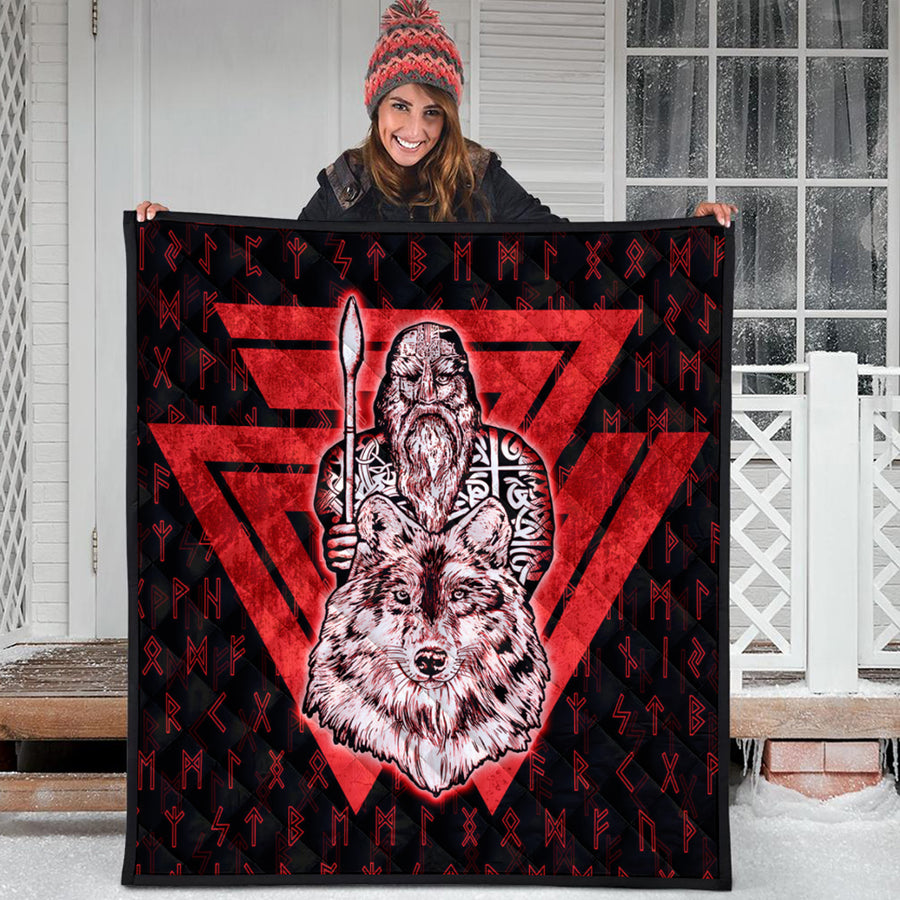 Ligerking Quilt -Viking Odin Wolf Red Quilt A95