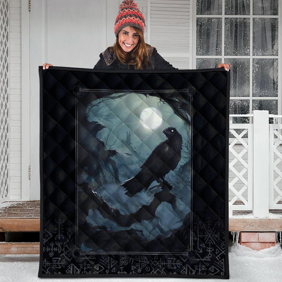 Ligerking Quilt - Raven and Viking Gothic Style Quilt A35