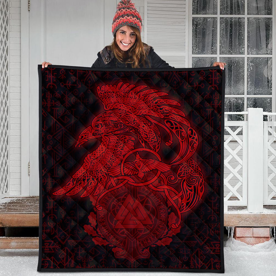Ligerking Quilt -Raven Celtic Viking Red Homeset Quilt A95