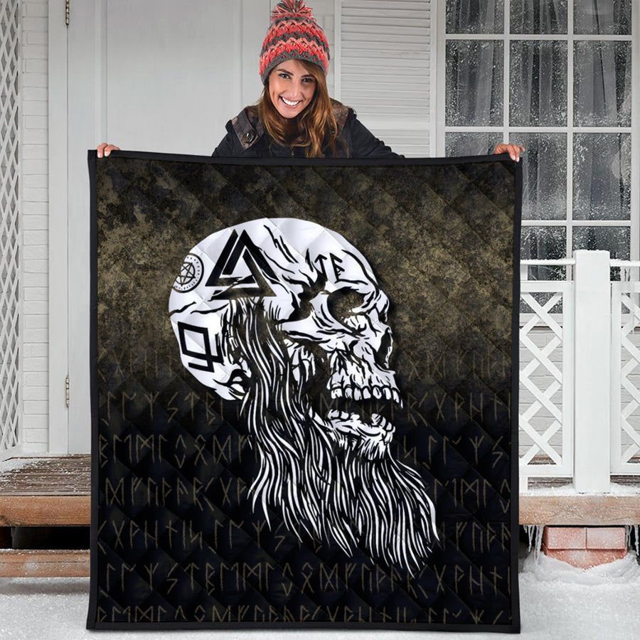 Ligerking Quilt - Viking-Skull-with-tattoos-and-long-beard Quilt A7