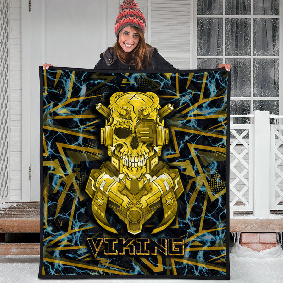 Ligerking Quilt - Viking 3D Warrior Robo Gold Pattern Quilt A35