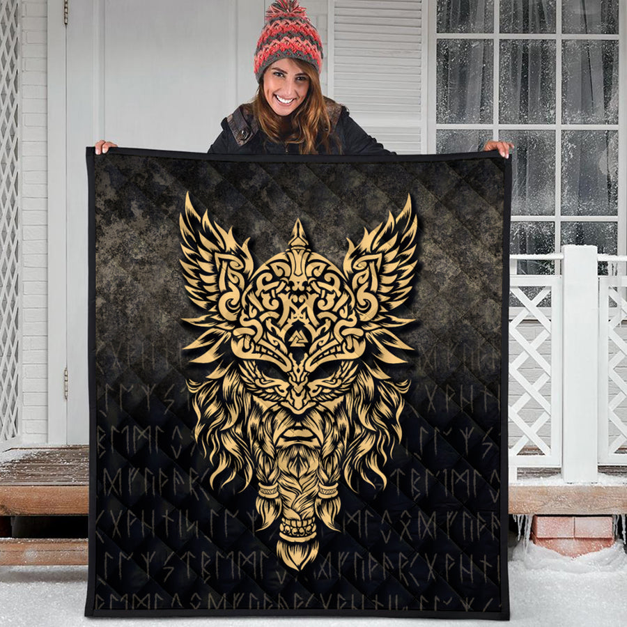 Ligerking Quilt - Odin The Allfather Asgard God And Chief Of Aesir - Gold Version Quilt A7