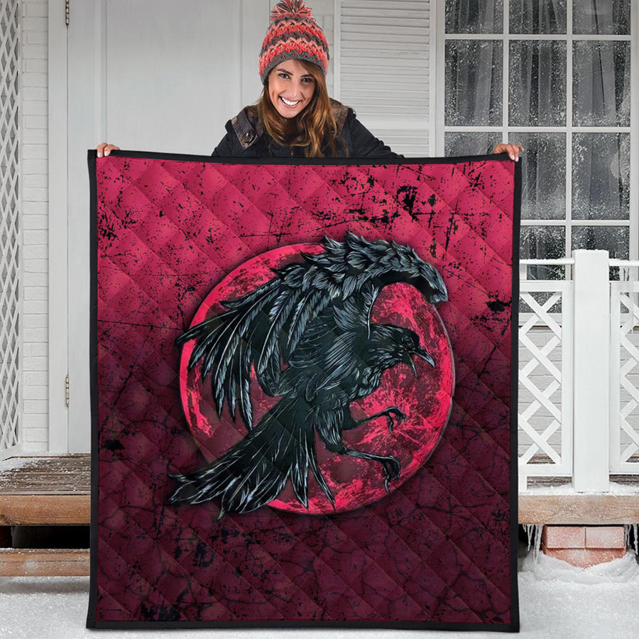 Ligerking Quilt - Raven and Blood Moon Brush Style Quilt A35