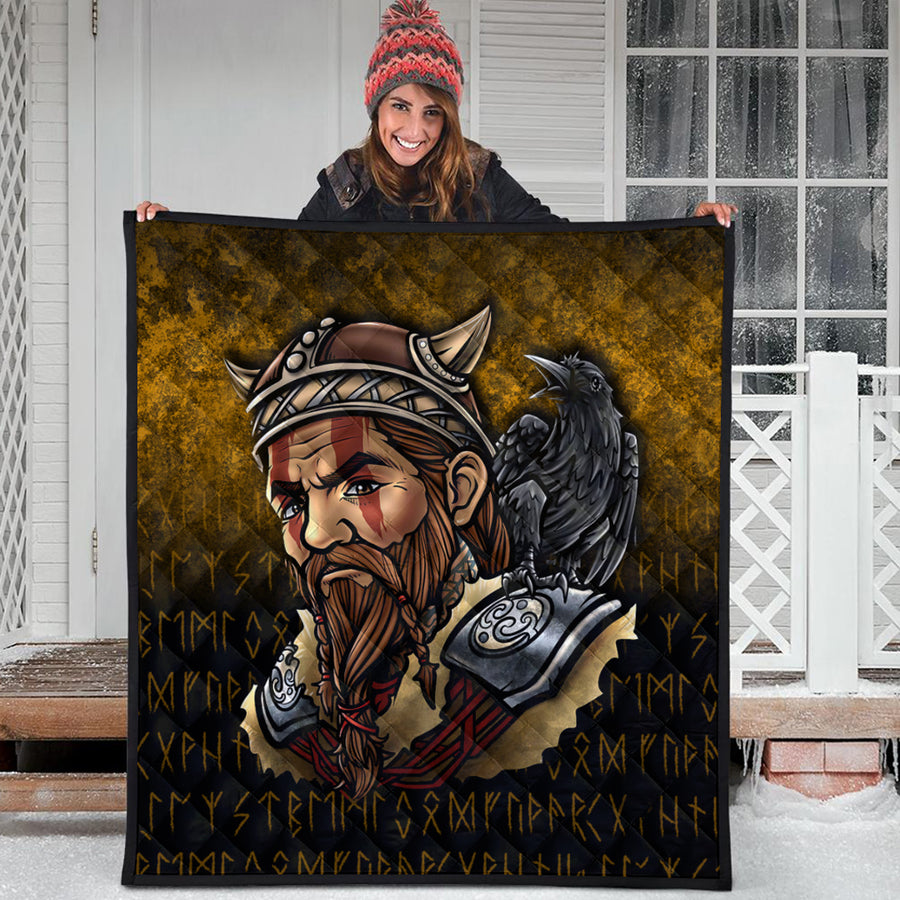 Ligerking Quilt - Viking Warrior Odin Valhalla Raven Quilt A7