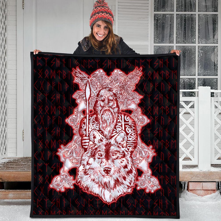 Ligerking Quilt - Odin Wolf Viking Set Red Quilt A95