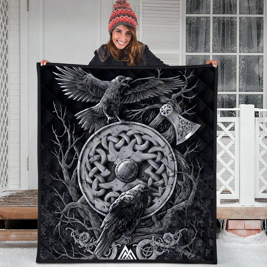 Ligerking Quilt - Celtic Raven Axe Viking Quilt A95