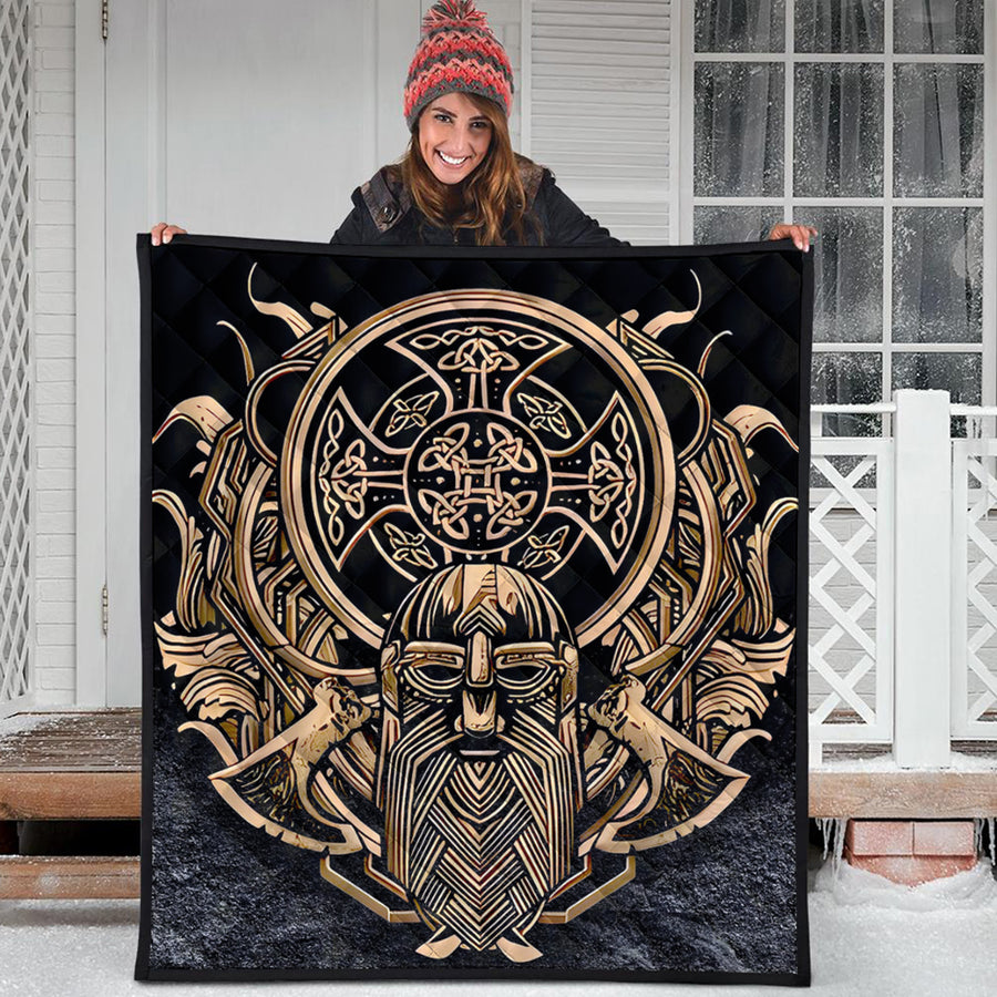 Ligerking Quilt - Celtic Odin Axe Viking Quilt A95