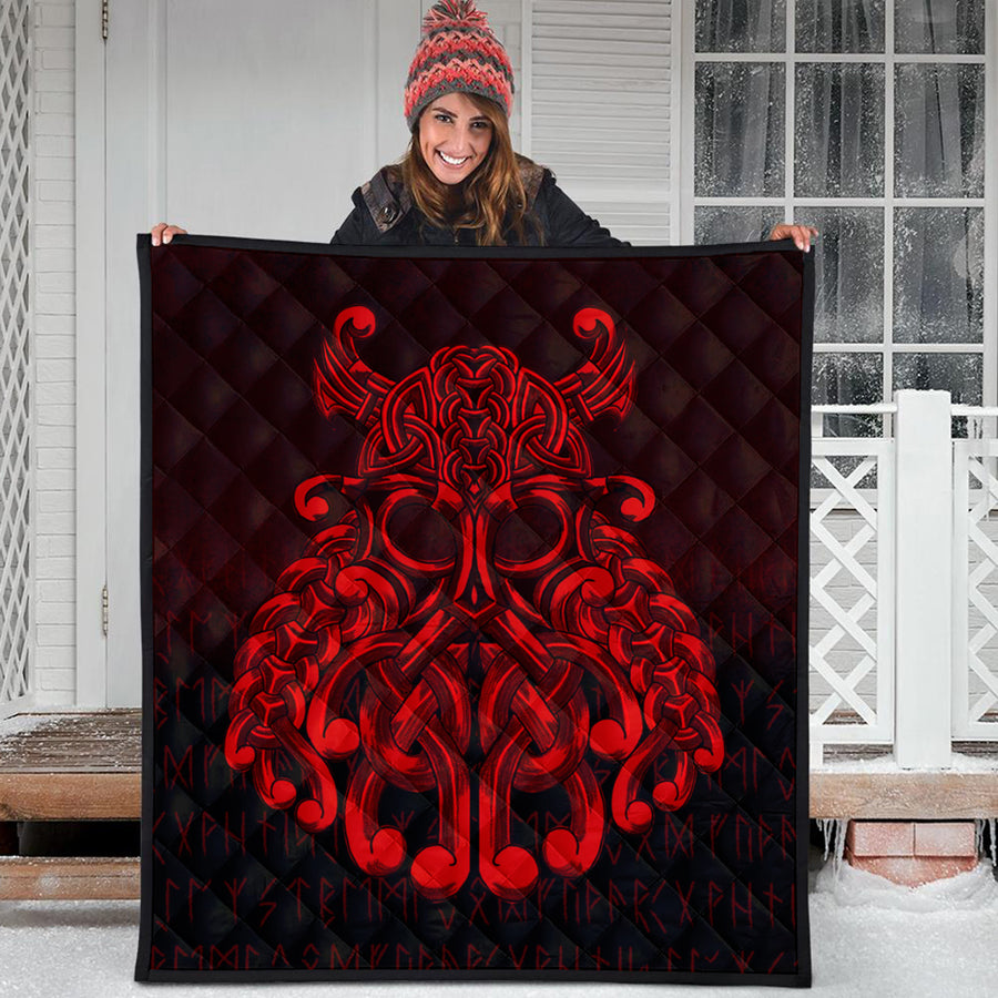 Ligerking Quilt - Vikings Odin Valhalla - Red Version Quilt A7