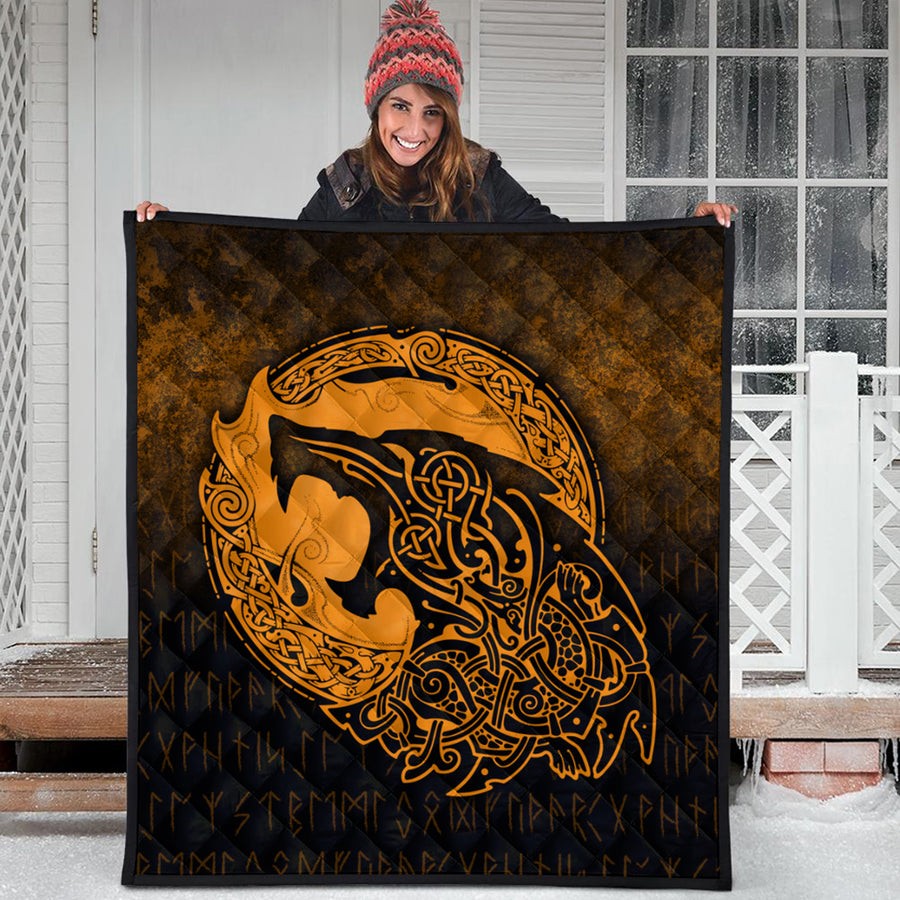 Ligerking Quilt - Fenrir Viking 3D Tattoo - Gold Version Quilt A7