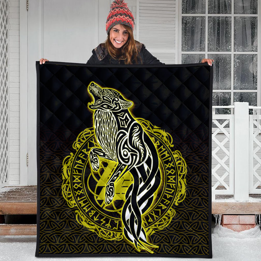 Ligerking Quilt -Wolf Viking Gold Quilt A95