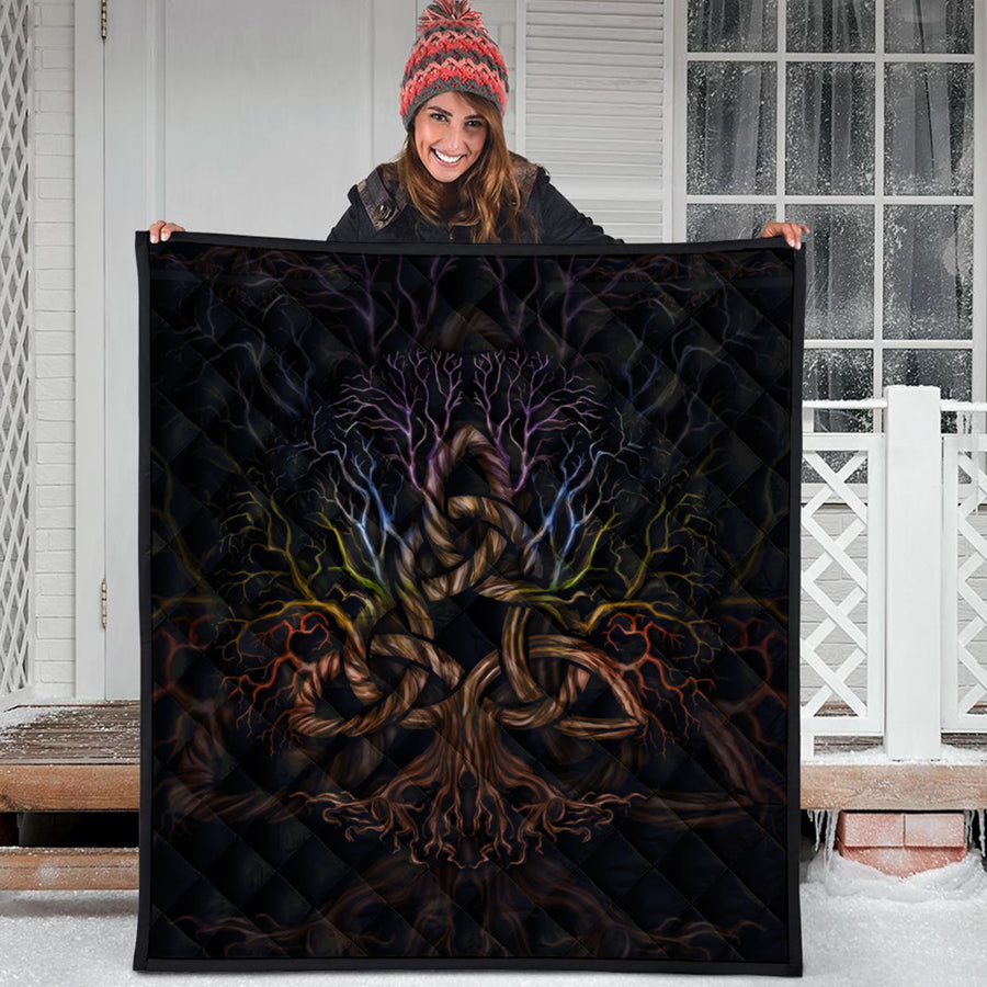 Ligerking Quilt - Colorful Tree of Life With Triquetra Quilt A7