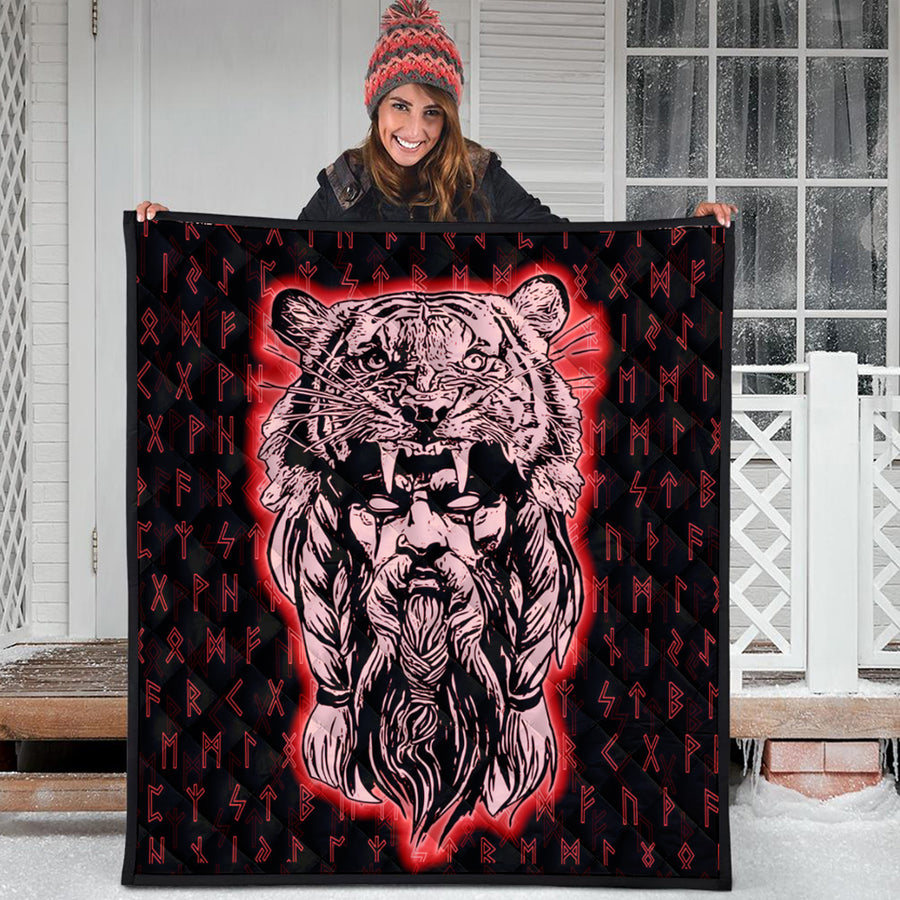 Ligerking Quilt -Wolf Odin Viking Set Red Quilt A95