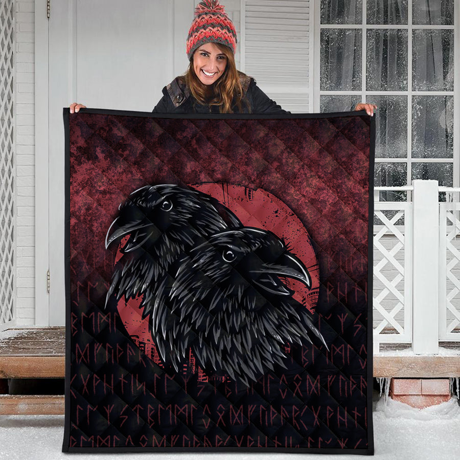 Ligerking Quilt -Huginn And Muninn Birds Norse Mythology Crow Hunters Wildlife Animals Quilt A7