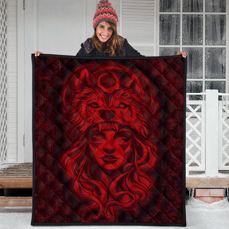 Ligerking Quilt - Valkyries And Bear Raven Turquoise Quilt A95