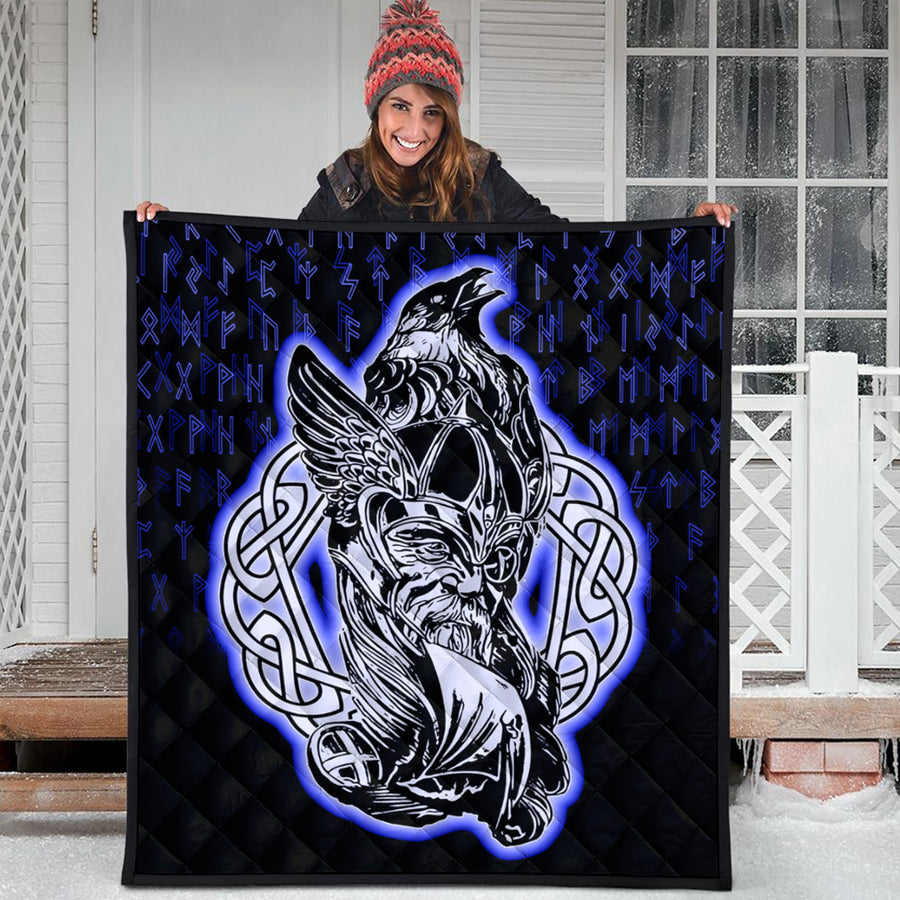 Ligerking Quilt -Odin Raven Viking Set Blue Quilt A95
