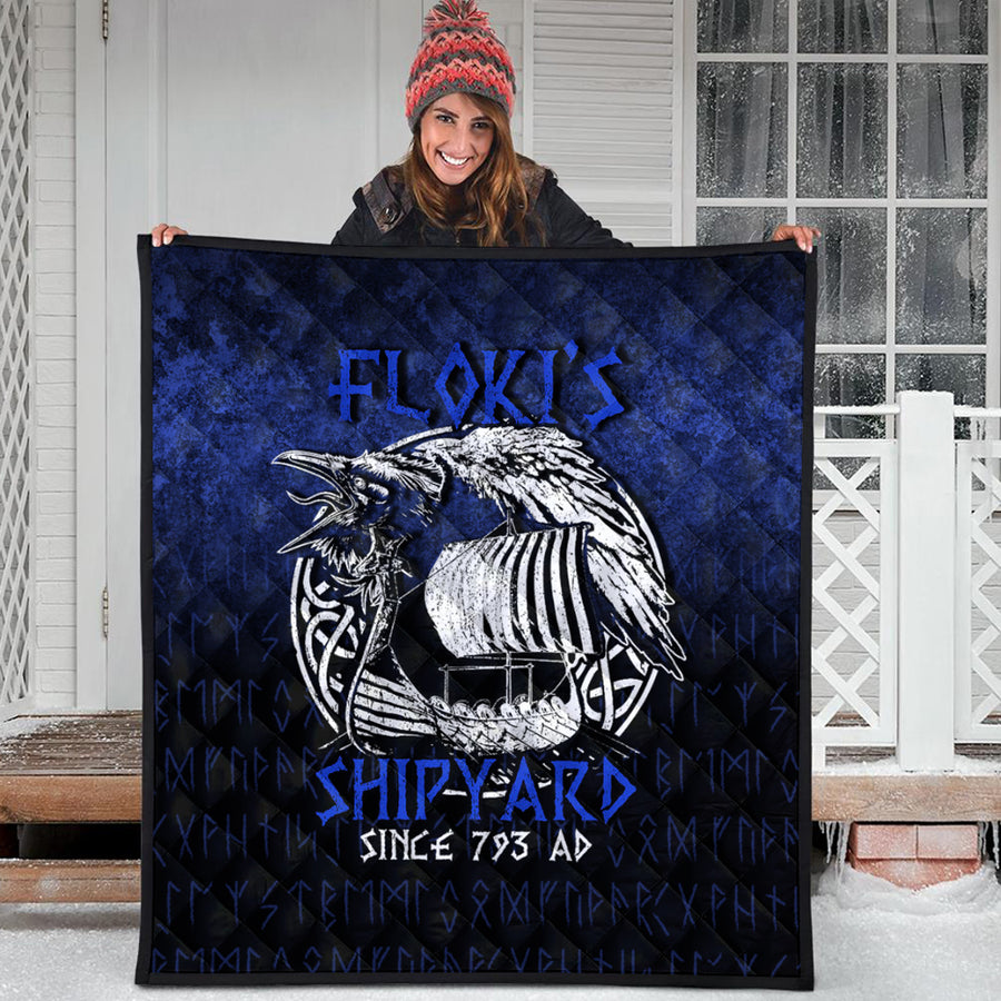 Ligerking Quilt -Kattegat Longboat Raven Norse Mythology Flokis Shipyard Quilt A7