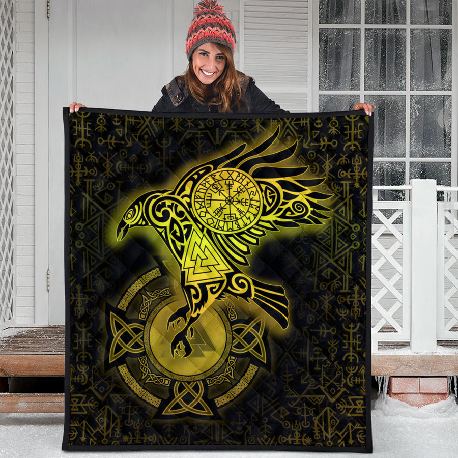 Ligerking Quilt -Celtic Raven Special Yellow Viking Homeset Quilt A95