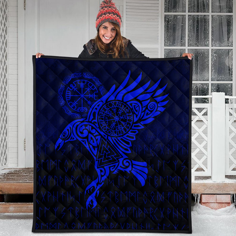 Ligerking Quilt - Raven Vegvisir Tattoo - Blue Version Quilt A7