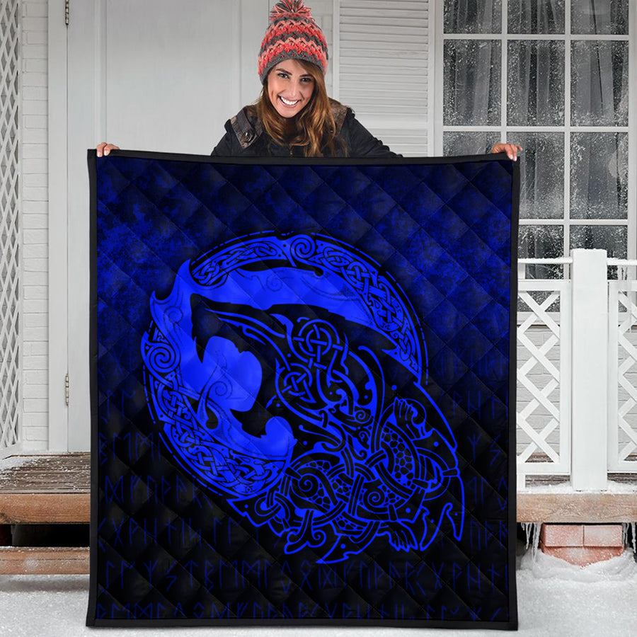 Ligerking Quilt - Fenrir Viking 3D Tattoo - Blue Version Quilt A7