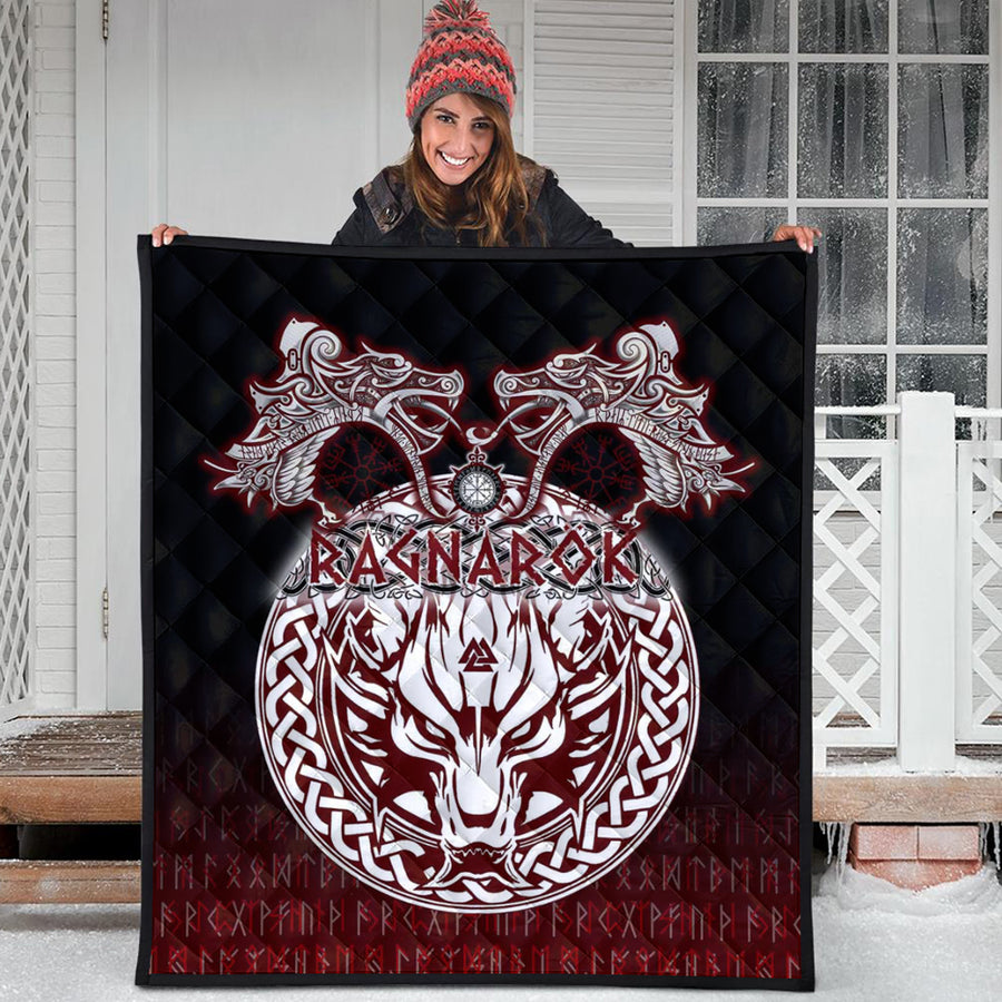 Ligerking Quilt - Ragnarok Fenrir,Valknut and Vegvisir Quilt A35