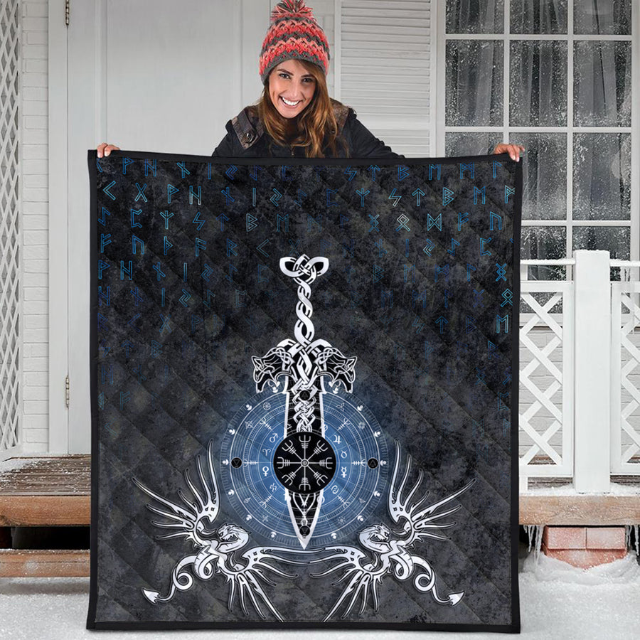 Ligerking Quilt - Dragon Compass Magical Sword Rune Quilt A35