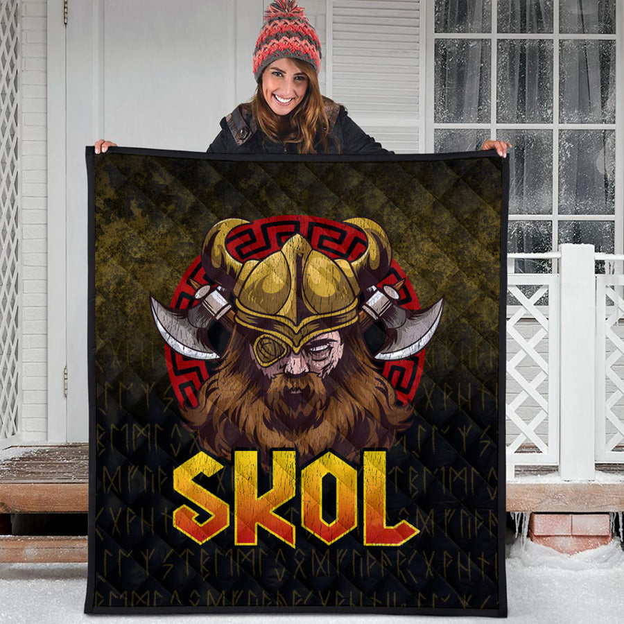 Ligerking Quilt - Skol Viking Beer Norse Mythology Warrior Drinking Quilt A7