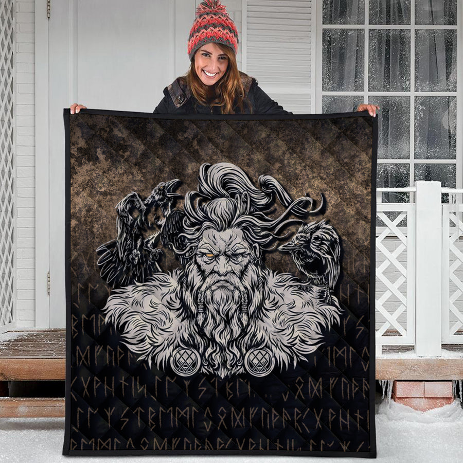 Ligerking Quilt - Norse Viking Mythology Allfather Odin Huginn Muninn Quilt A7