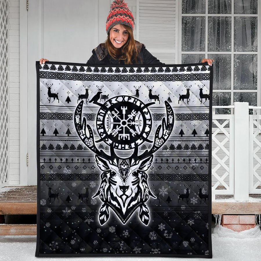 Ligerking Quilt -Viking Reindeer Vegvisir Quilt A94