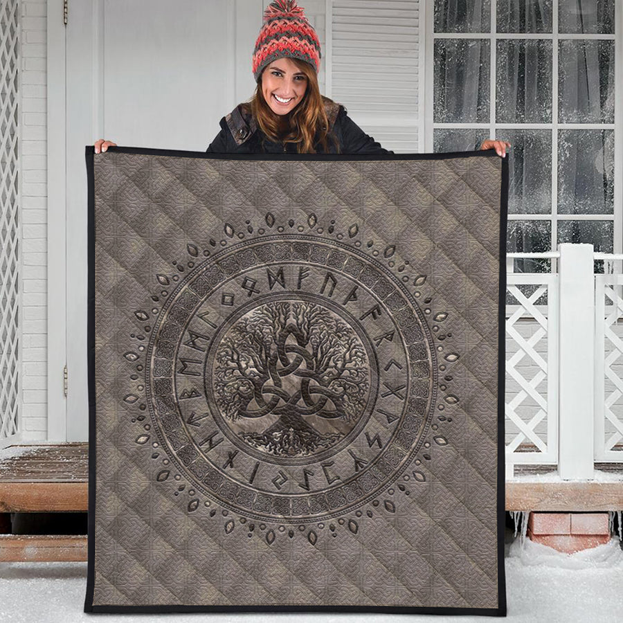 Ligerking Quilt - Tree of Life with Triquetra Beige Quilt A7