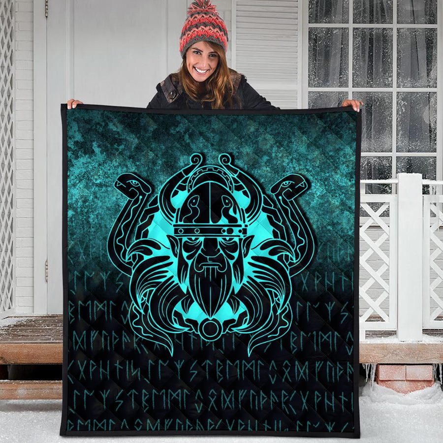 Ligerking Quilt - Nordic Warrior Valhalla Norse - Cyan Version Quilt A7