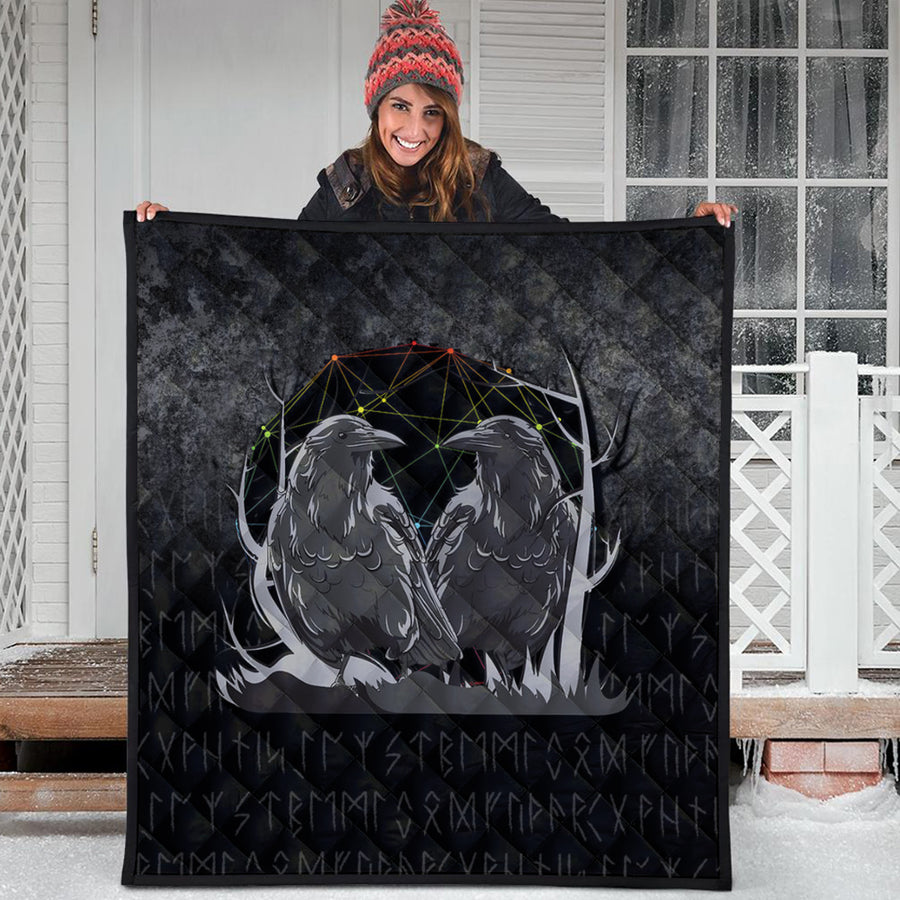 Ligerking Quilt -Huginn And Muninn Norse Mythology Ravens Midgard Birds Crow Quilt A7