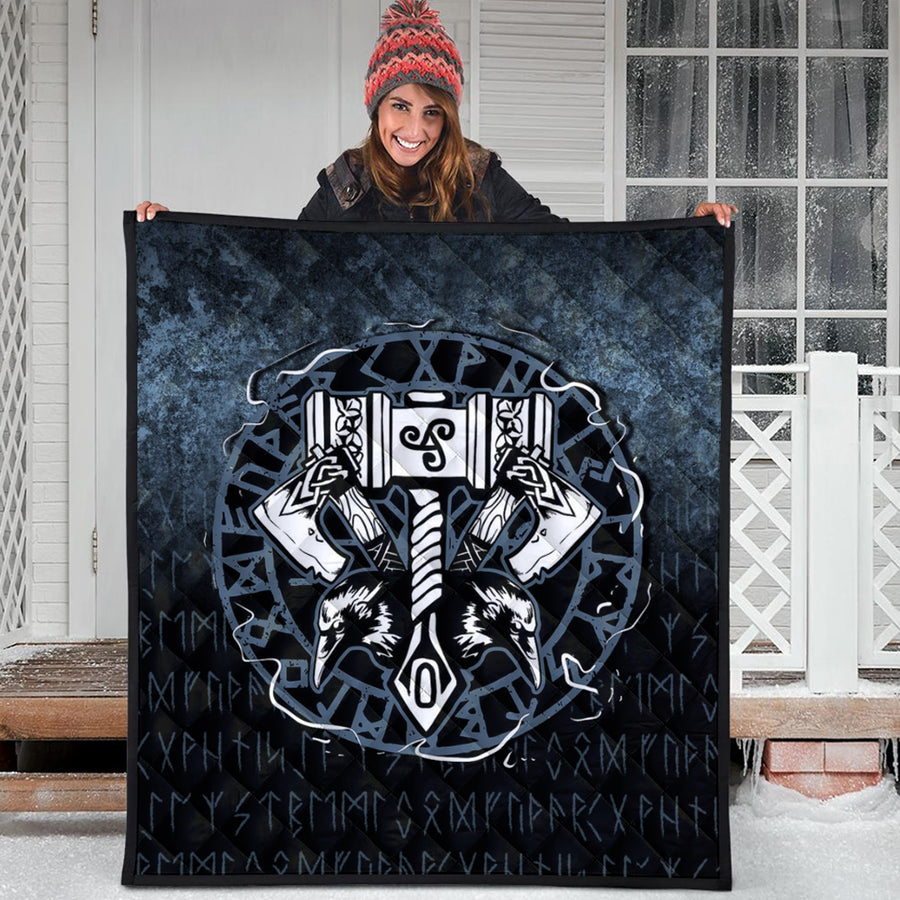 Ligerking Quilt - Celtic Huginn And Muninn Raven Viking Quilt A7