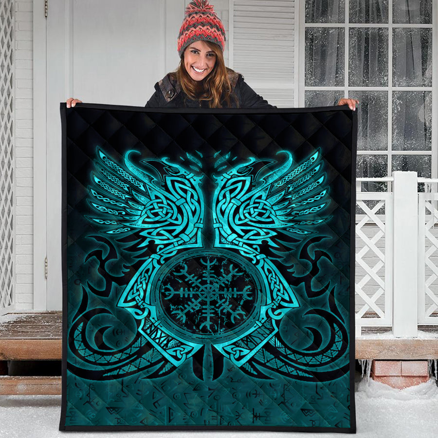 Ligerking Quilt - Two Raven Cletic Turquoise Quilt A95