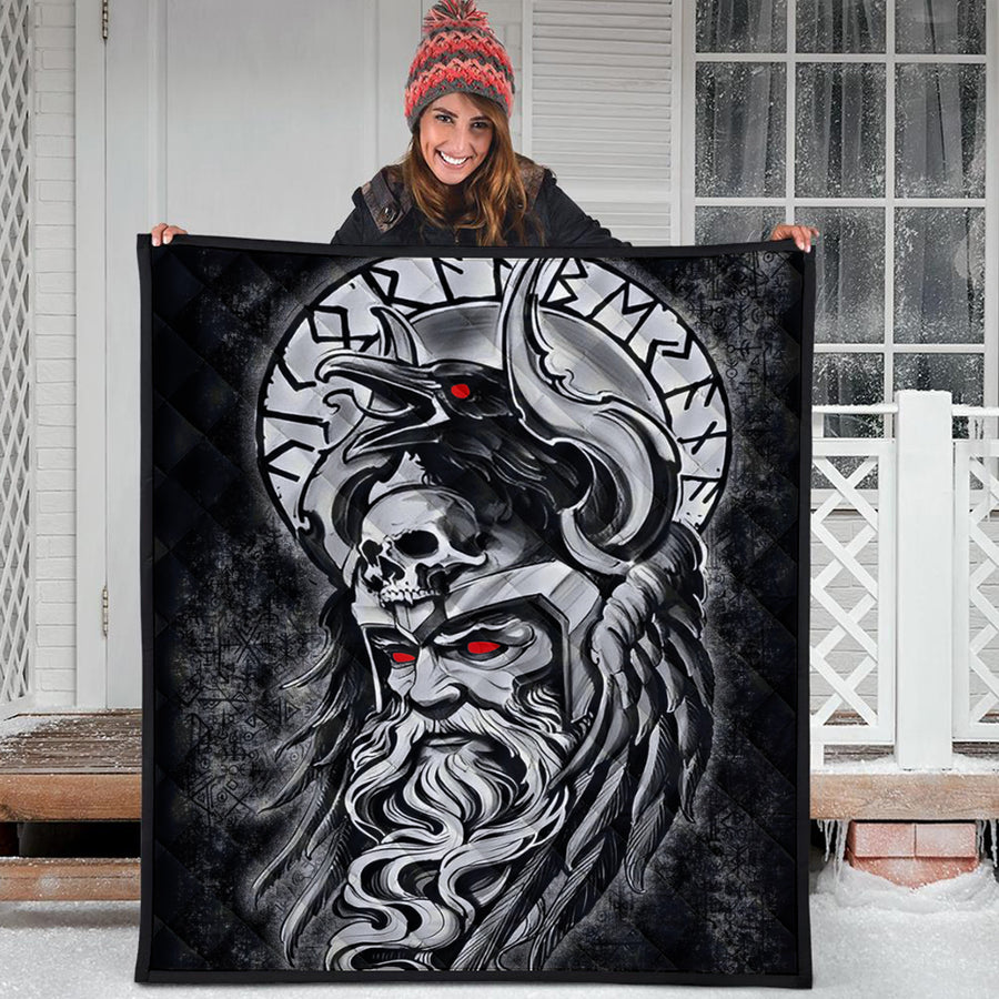 Ligerking Quilt - Raven Of Odin Viking Skull Viking Quilt A95