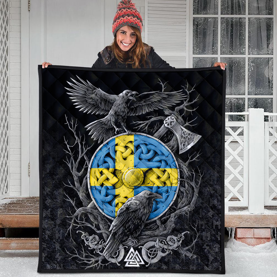 Ligerking Quilt - Sweden Raven Odin Viking Country Quilt A95