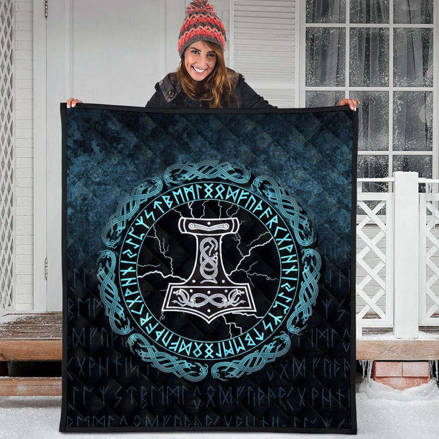 Ligerking Quilt -Mjolnir Hammer of Thor Runes Quilt A7