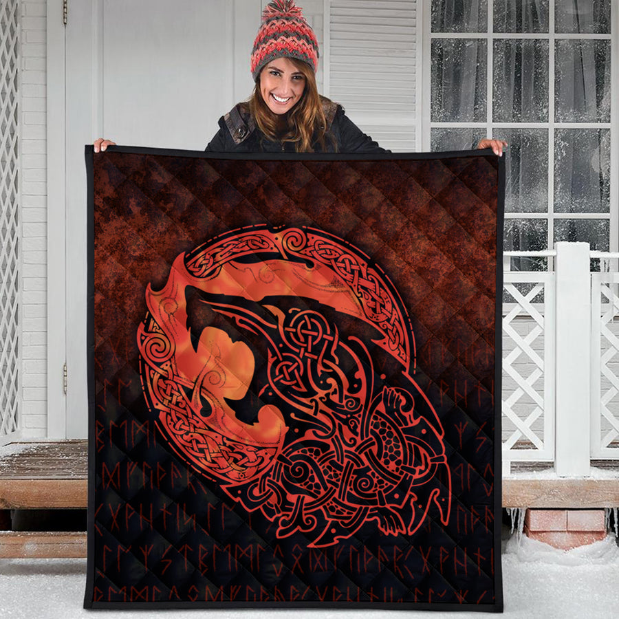 Ligerking Quilt - Fenrir Viking 3D Tattoo - Orange Version Quilt A7