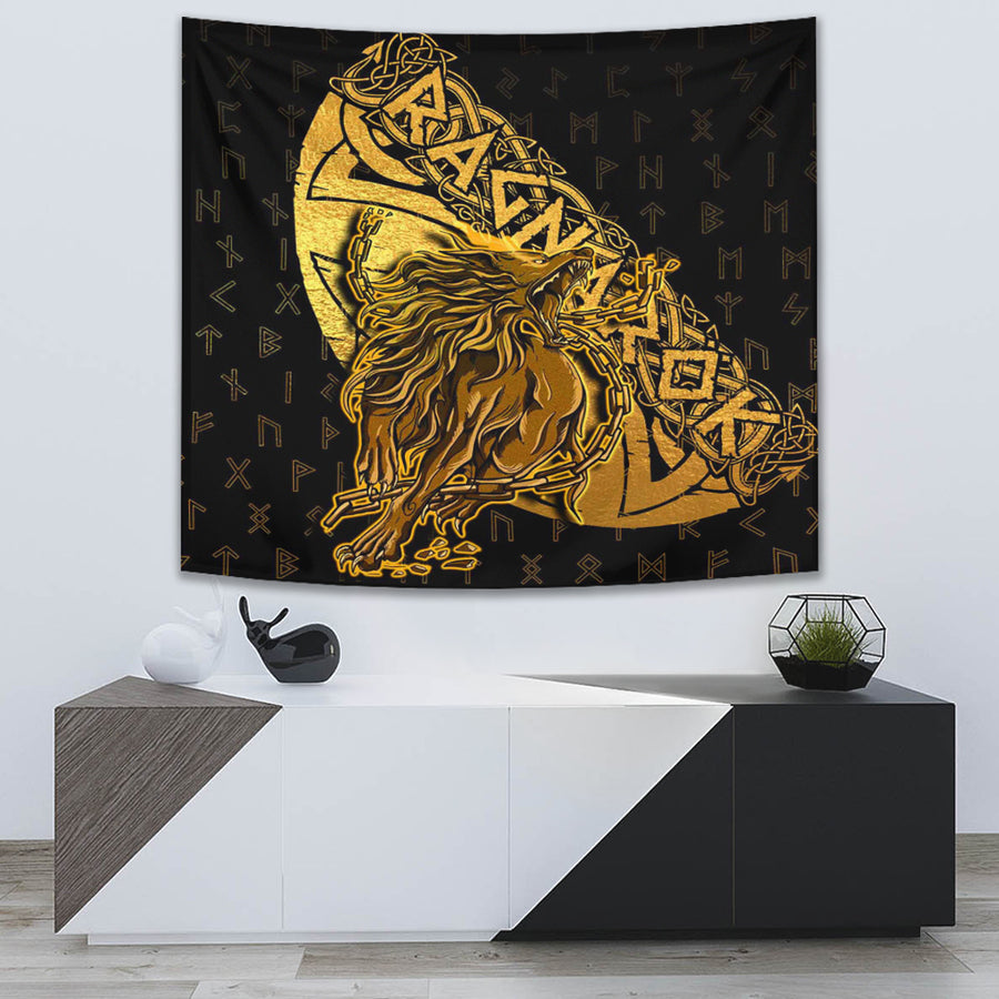 Ligerking Tapestry - Fenrir Ragnarok Gold Tapestry A94