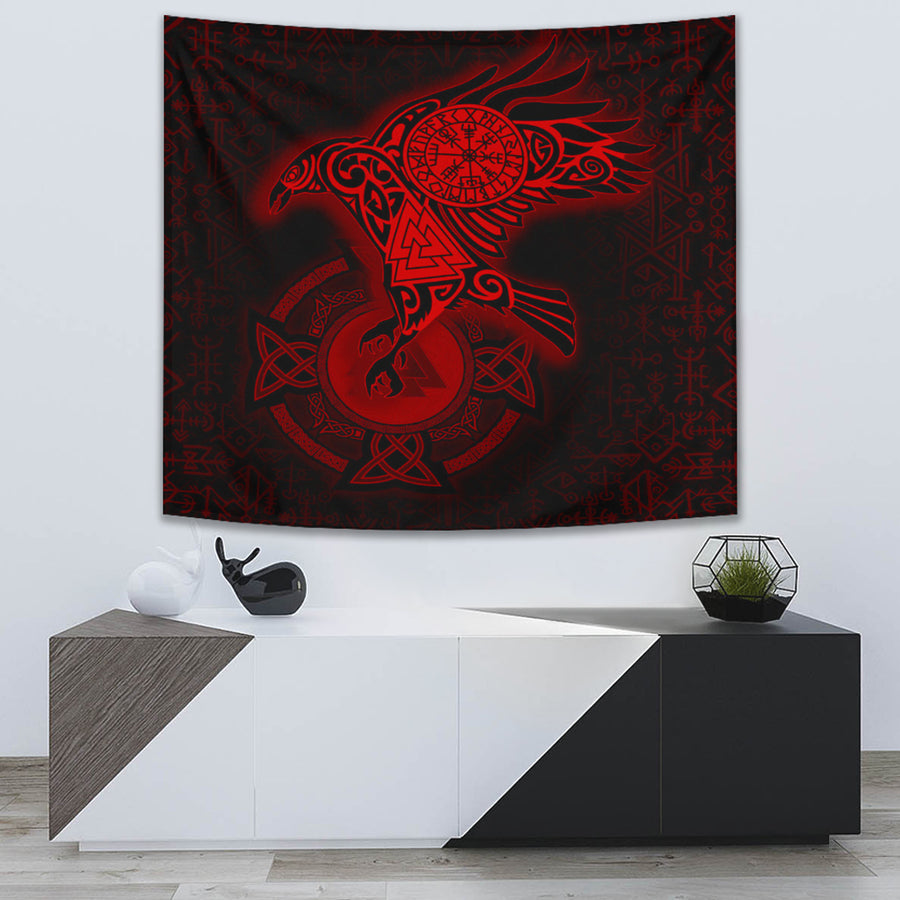 Ligerking Tapestry -Celtic Raven Red Viking Homeset Tapestry A95