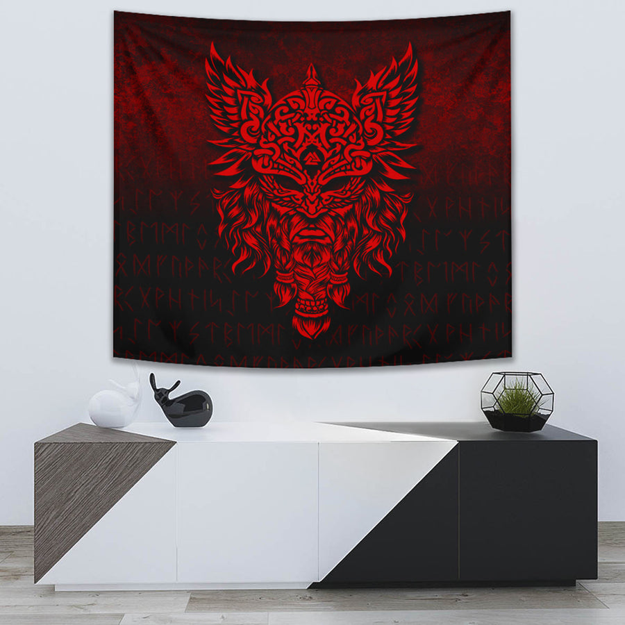 Ligerking Tapestry - Odin The Allfather Asgard God And Chief Of Aesir - Red Version Tapestry A7