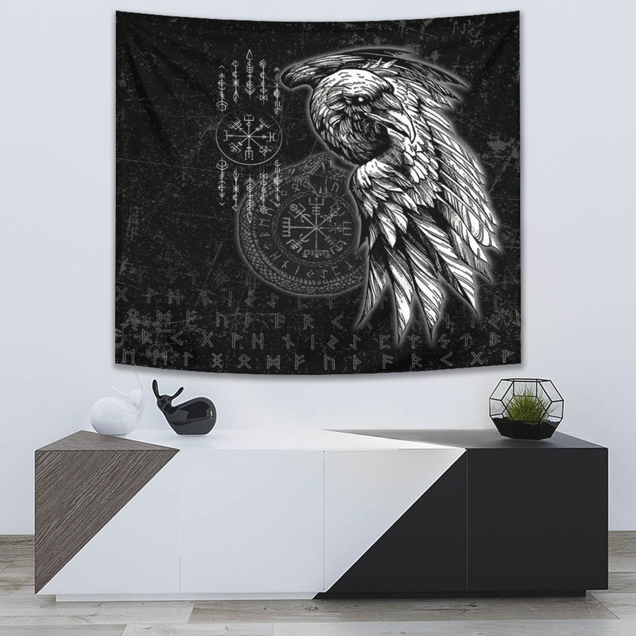 Ligerking Tapestry - Raven and Ourobos and Runes Tapestry A35